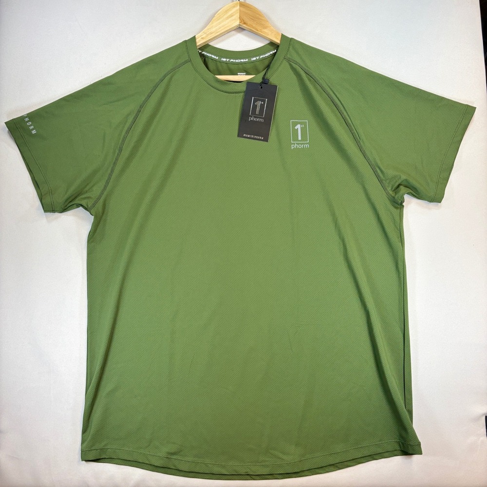 NEW 1st Phorm Performance Tee Mens XL Olive Green Gym Hiking Athleisure Training